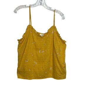 ANA Camisole Top Floral Sleeveless Ruffle Trim Size Large New WOT